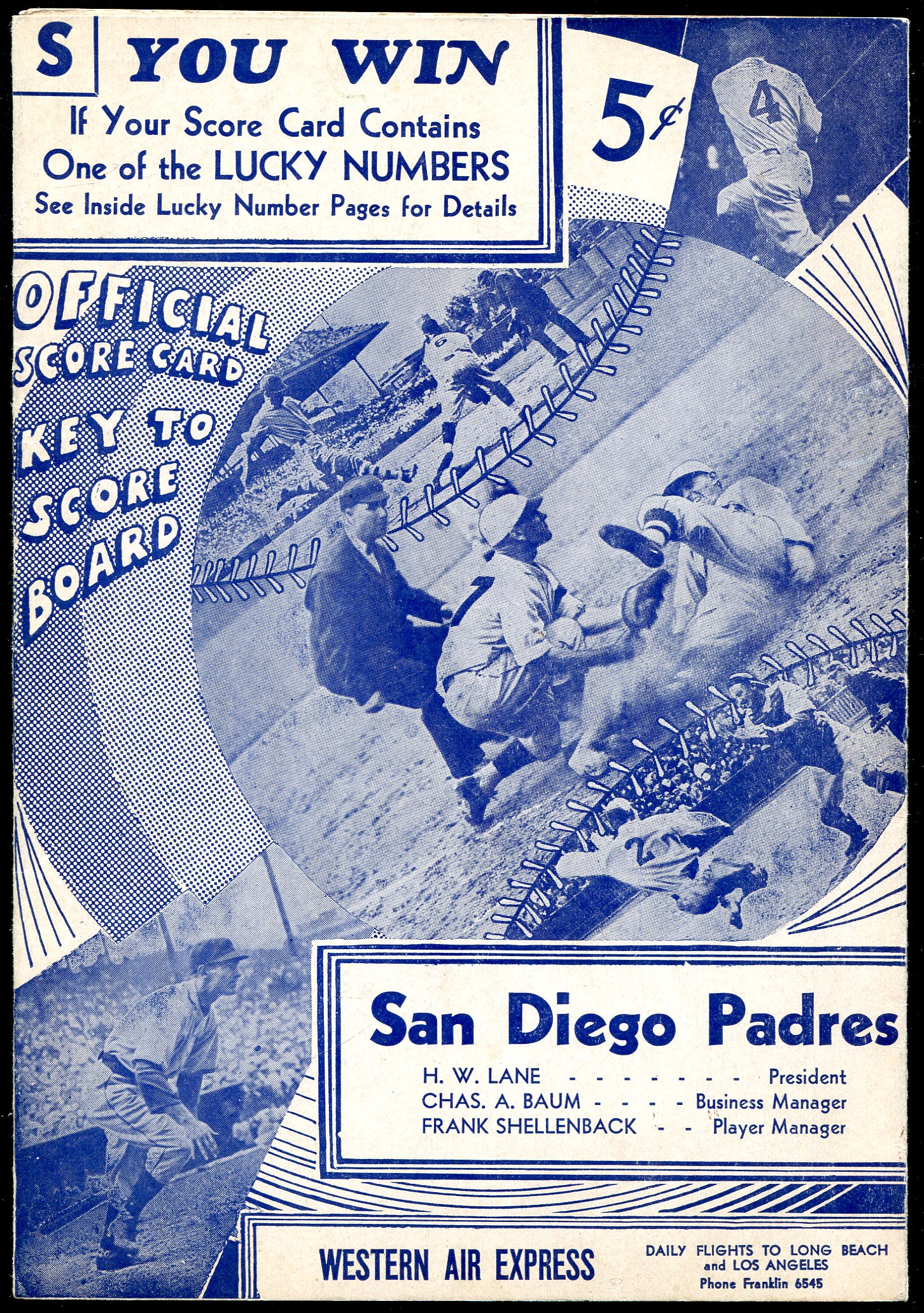 Lot Detail - 1937 San Diego Padres Score Card w/Ted Williams