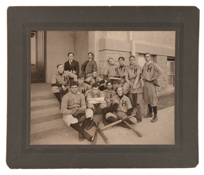 Harvard Military School Baseball Team 1906 Players IDd on Back!