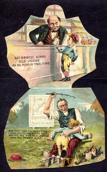 N173 Old Judge Metamorphic Trade Card Ad Piece