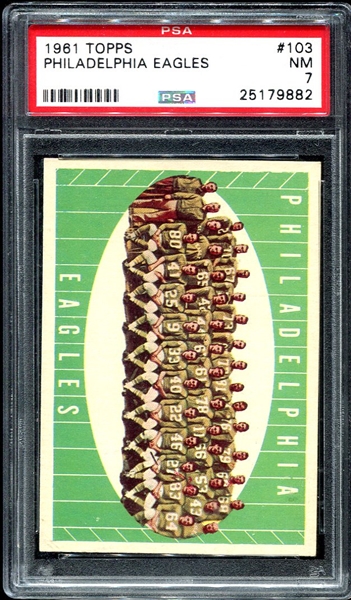 1961 Topps #103 Eagles Team Card PSA 7