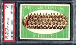 1961 Topps #103 Eagles Team Card PSA 7