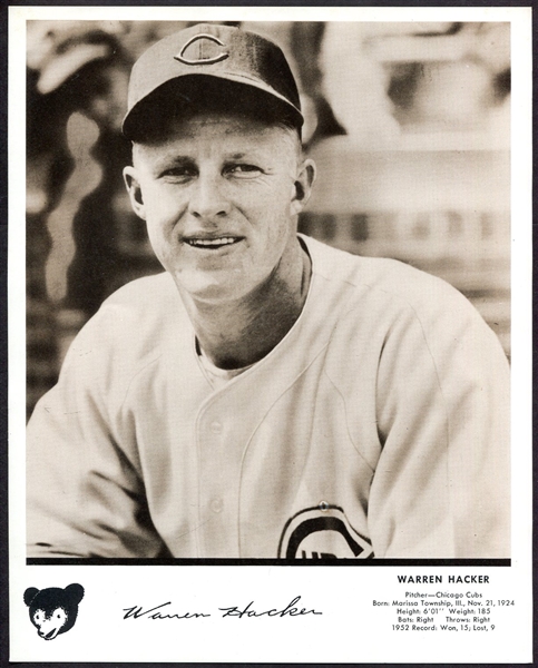 1953 Dixie Lid Premium Warren Hacker Chicago Cubs 