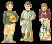 1890s J. L. Prescott Enameline College Colors Die-cut Dolls