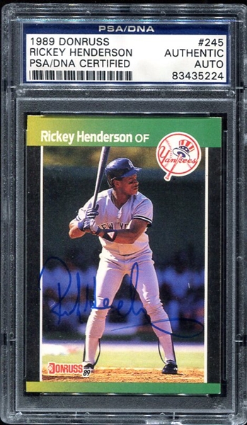 1989 Donruss Rickey Henderson Signed PSA/DNA Authentic