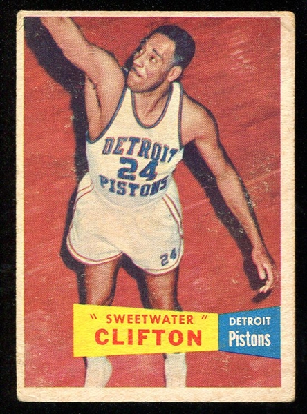 1957 Topps #1 Nat "Sweetwater" Clifton Detroit Pistons