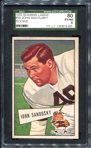 1952 Bowman Large #50 John Sandusky RC SGC 80