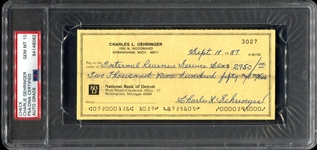 Charles Gehringer Signed Check PSA Gem Mint 10 Auto