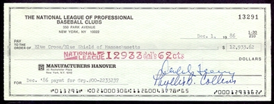 Chub Feeney Signed Check 