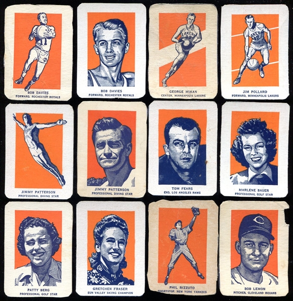 1952 Wheaties Multisport Lot of 12 Different w/HOFers