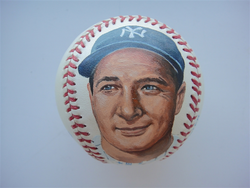 Lou Gehrig Hand Painted Baseball by Erwin Sadler