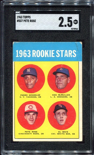 1963 Topps #537 Pete Rose Rookie Card SGC 2.5