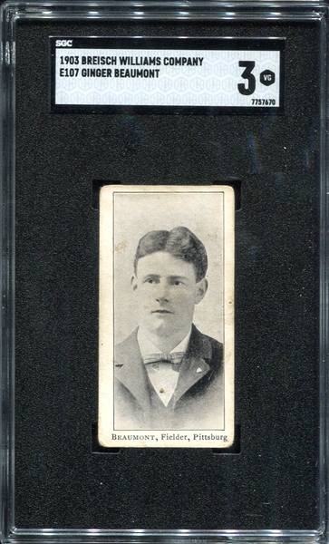 E107 Beaumont Pittsburg Pirates SGC 3 Wet Print Ghost!