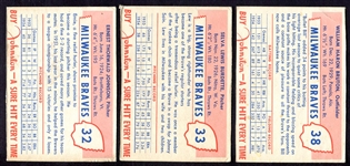 1955 Johnston Cookies Milwaukee Braves 9 Different