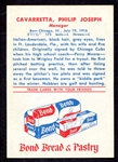 1958 Bond Bread Buffalo Bisons Phil Cavaretta Nrmt