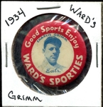 1934 Ward's Charlie Grimm Pinback