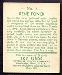 1933 National Chicle Sky Birds #2 Rene Fonck