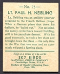 1934 National Chicle Sky Birds #73 Lt. Paul H. Neibling