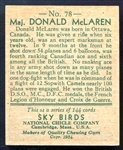 1934 National Chicle Sky Birds #78 Maj. Donald McLaren
