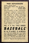1952 Bowman #3 Fred Hutchinson