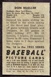 1952 Bowman #18 Don Mueller Nrmt