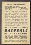 1952 Bowman #234 Fred Fitzsimmons