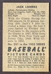 1952 Bowman #251 Jack Lohrke