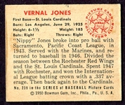 1950 Bowman #238 Vernal Jones St. Louis Cardinals