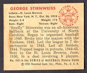 1950 Bowman #249 George Stirnweiss St. Louis Browns