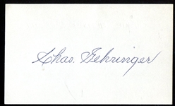 Chas. Gehringer Signed 3" X 5" Notecard
