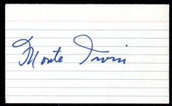 Monte Irvin Signed 3 X 5 Notecard