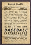 1952 Bowman #197 Charlie Silvera RC New York Yankees