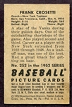 1952 Bowman #232 Frank Crosetti New York Yankees