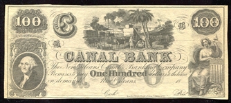 1800's Canal Bank $100 Note Uncirculated
