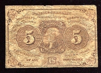 1862-63 5 Cent Fractional Currency 1st Issue Thomas Jefferson