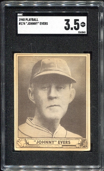 1940 Play Ball #174 Johnny Evers SGC 3.5