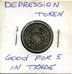 5 Cent Depression Era Token