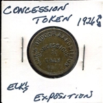 1926 Elk's Indoor Exposition Concession Token