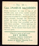 1934 Sky Birds #38 Capt. James B. McCudden 