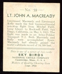 1934 Sky Birds #59 Lt. John A. Macready