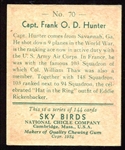 1934 Sky Birds #70 Capt. Frank O. D. Hunter