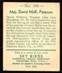 1934 Sky Birds #100 Maj. David McK. Peterson