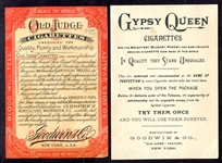 1880's Old Judge Gypsy Queen & Climax Trade Cards 10 Diff.
