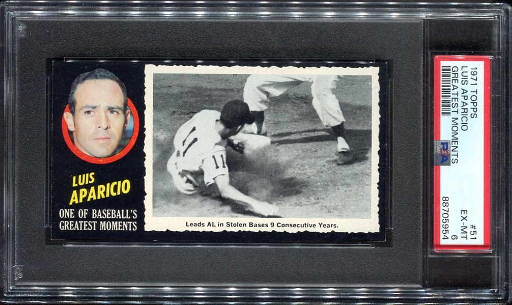 1971 Topps Greatest Moments #51 Luis Aparicio PSA 6