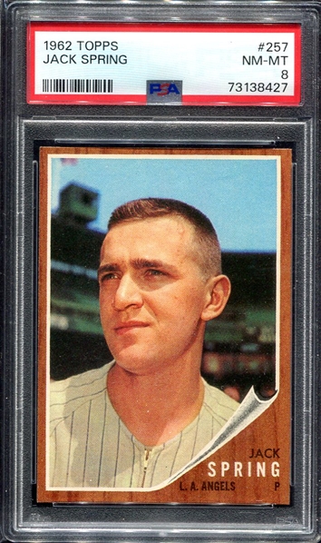 1962 Topps #257 Jack Sprigg PSA 8
