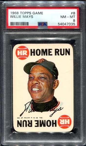 1968 Topps Game #8 Willie Mays PSA 8