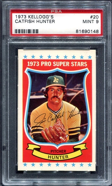 1973 Kelloggs #20 Catfish Hunter PSA 9
