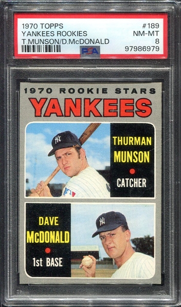 1970 Topps #189 Thurman Munson RC PSA 8