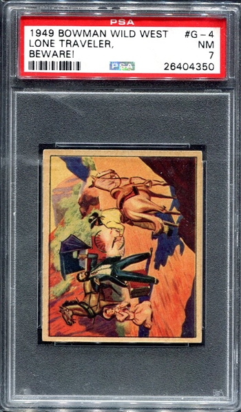1949 Bowman Wild West #G-4 Lone Traveler Beware! PSA 7