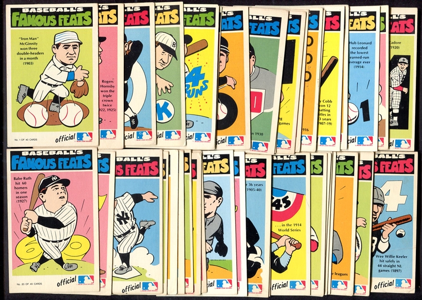 1972 Fleer Baseball Famous Feats Complete Set of 40