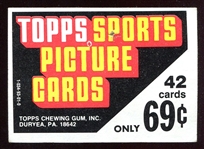 1980 Topps Baseball Rack Pack Header Card